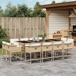 vidaXL Ensemble à manger de jardin et coussins 13 Pièces beige