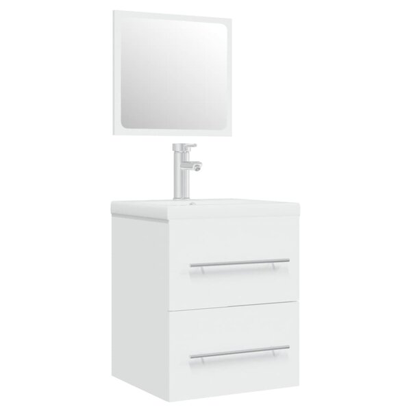 vidaXL Meuble lavabo avec bassin intégré Blanc Bois d'ingénierie