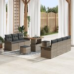 vidaXL Ensemble de Canapés de Jardin de 10 Pièces avec Coussins en Rotin Poly Gris Acacia