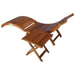 vidaXL Chaise longue avec table Bois d'acacia massif Marron