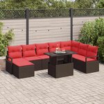 vidaXL Ensemble de canapé de jardin 9 Pièces Marron et rouge polyrotin