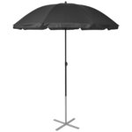 vidaXL Chaises longues et parasol Aluminium Noir