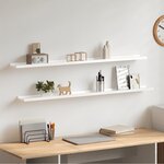 vidaXL Étagères murales 2 Pièces Blanc brillant 115x9x3 cm