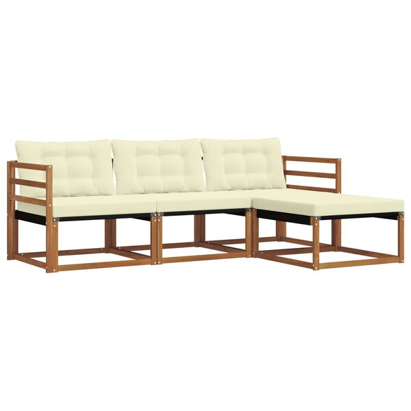 vidaXL Ensemble de canapés d'extérieur 4 pc Naturel et Crème