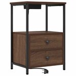 vidaXL Table de nuit avec station de chargement 2 Pièces Chêne marron