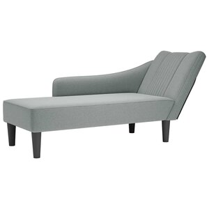 vidaXL Fauteuil long avec accoudoir droit gris clair tissu