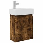 vidaXL Meuble de salle de bain avec robinet Chêne fumé
