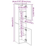 vidaXL Cabinet de salle de bain avec porte Chêne noir 30 x 30 x 130 cm