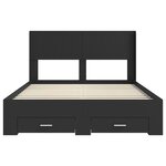 vidaXL Cadre de lit avec rangement et tête de lit Noir 135 x 190 cm