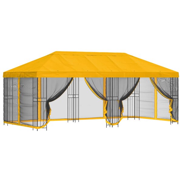 vidaXL Gazebo avec murs latéraux 6 x 3 m Jaune Polyester et Acier 190