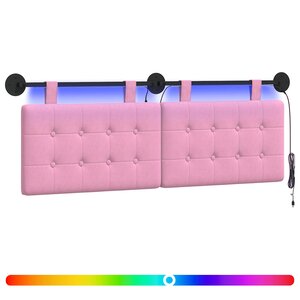 vidaXL Tête de lit suspendue Avec lumière LED Rose Tissu