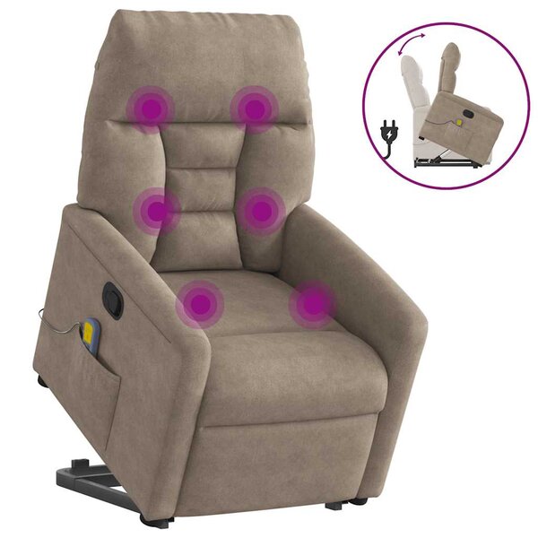 vidaXL Fauteuil inclinable de massage taupe tissu microfibre