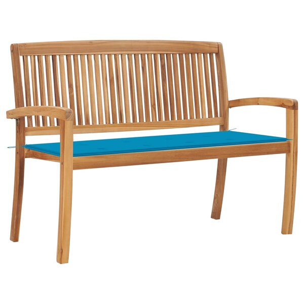 vidaXL Banc de jardin empilable et coussin 128 5cm Bois de teck massif