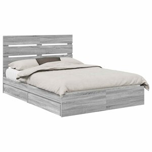 vidaXL Lit de Rangement Gris Sonoma 140 x 200 cm Bois d'ingénierie