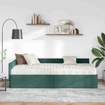 vidaXL Cadre de lit d'angle avec matelas 2 pc Vert foncé 80 x 200 cm