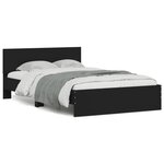 vidaXL Cadre de lit avec tête de lit noir 135x190 cm