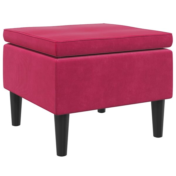 vidaXL Tabouret avec pieds en bois Rouge bordeaux Velours