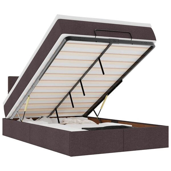 VidaXL Cadre de lit ottoman avec matelas marron foncé 120x190 cm tissu