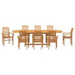 vidaXL Ensemble de salle à manger pour jardin 9 Pièces Marron