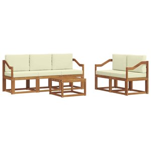 vidaXL Ensemble de canapés d'extérieur 6 pc Naturel et Crème
