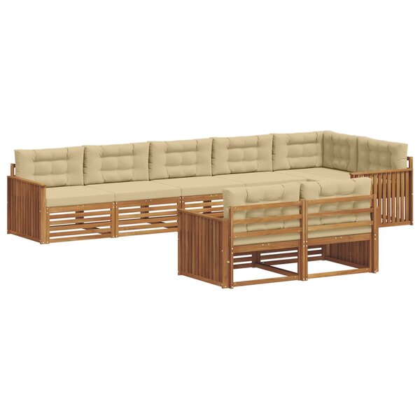 vidaXL Ensemble de canapés d'extérieur 8 pc Naturel et Beige