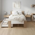 Lit en Bois 90x200 cm Chêne Marron Blanc avec Matelas à ressorts