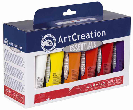 Pack de 12 tubes 75 ml acrylique artcreation essentials royal talens