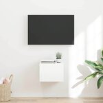 vidaXL Meuble TV mural Montage mural Blanc Brillant 60 x 31 x 29.5 cm