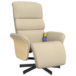 vidaXL Fauteuil inclinable de massage avec repose-pieds crème tissu