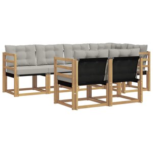 vidaXL Ensemble de canapés d'extérieur 7 Pièces Blanc et gris clair
