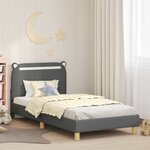 vidaXL Cadre de lit pour enfants avec tête de lit Gris foncé tissu