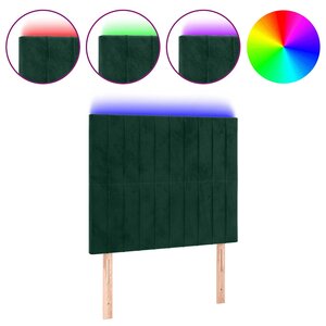 vidaXL Tête de lit à LED Vert foncé 90x5x118/128 cm Velours