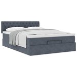 vidaXL Cadre de lit ottoman avec matelas gris foncé 140x200 cm velours