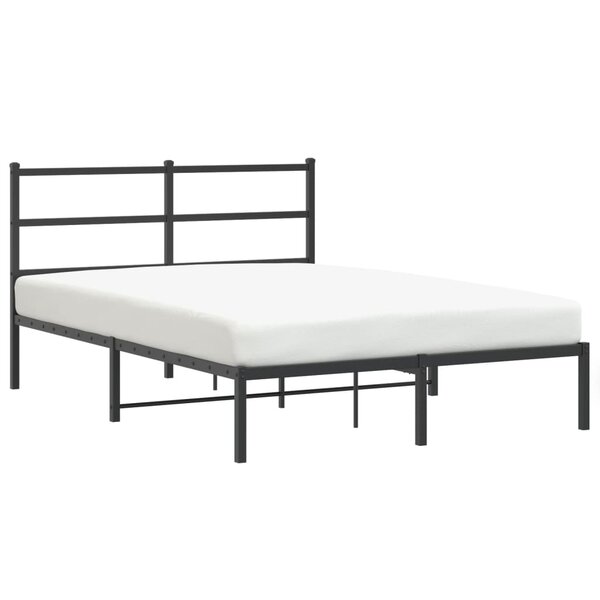 vidaXL Cadre de lit métal sans matelas avec tête de lit noir 140x190cm