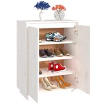 vidaXL Armoire à chaussures Blanc 60x35x80 cm Bois de pin massif