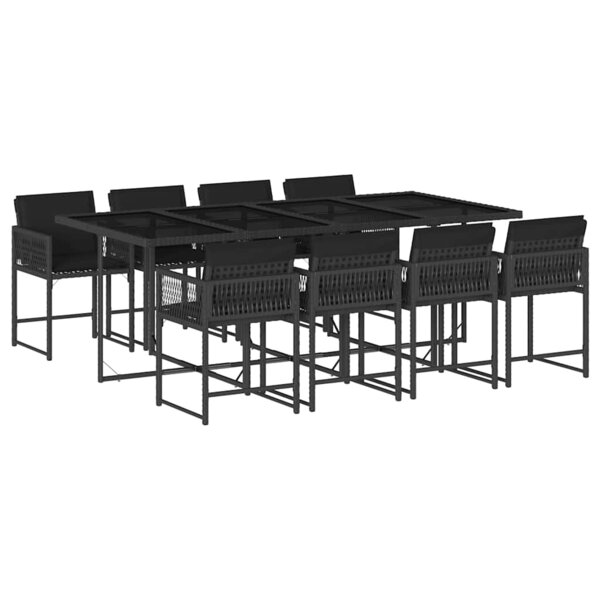 vidaXL Ensemble à manger de jardin 9Pièces coussins noir résine tressée