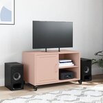 vidaXL Meuble TV rose 68x39x43 5 cm acier