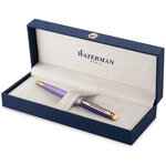 Stylo bille waterman hémisphère  laque violette  finition en plaqué or  recharge bleue pointe moyenne  coffret cadeau