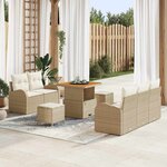 vidaXL Ensemble de canapé de jardin 8 Pièces Beige polyrotin