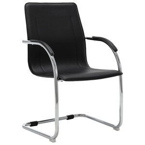 Chaise fauteuil siège de bureau informatique étude cantilever similicuir noir 02_0023995