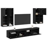 vidaXL Ensemble de meuble TV mural avec éclairage LED 7 Pièces Chêne noir