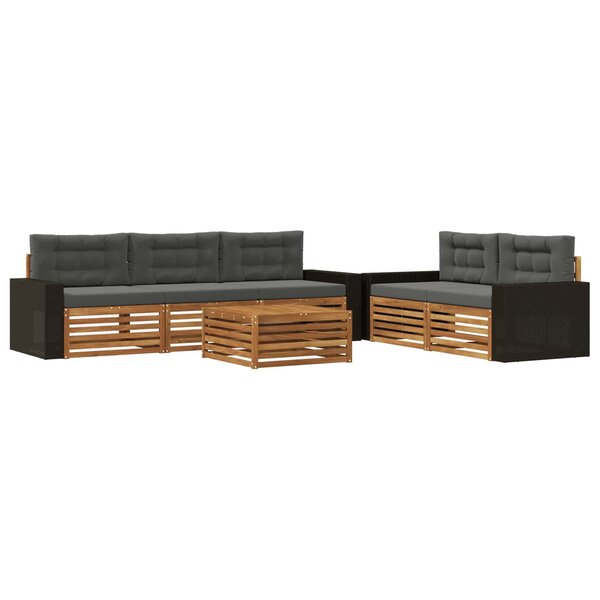 vidaXL Ensemble de canapés d'extérieur 6 Pièces Naturel et Anthracite
