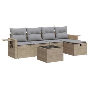 vidaXL Salon de jardin avec coussins 6 Pièces beige résine tressée