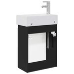 vidaXL Meuble de salle de bain avec robinet Noir 45 5 x 25 5 x 84 cm
