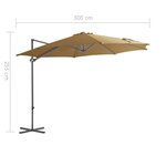 vidaXL Parasol de jardin en porte-à-faux avec mât en acier taupe