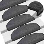 vidaXL Tapis d'escalier 20 pièces 65 x 24 x 4 cm Anthracite Demi-rond Grand