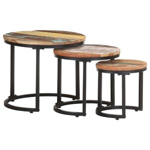 vidaXL Tables d'appoint 3 Pièces Bois de récupération massif