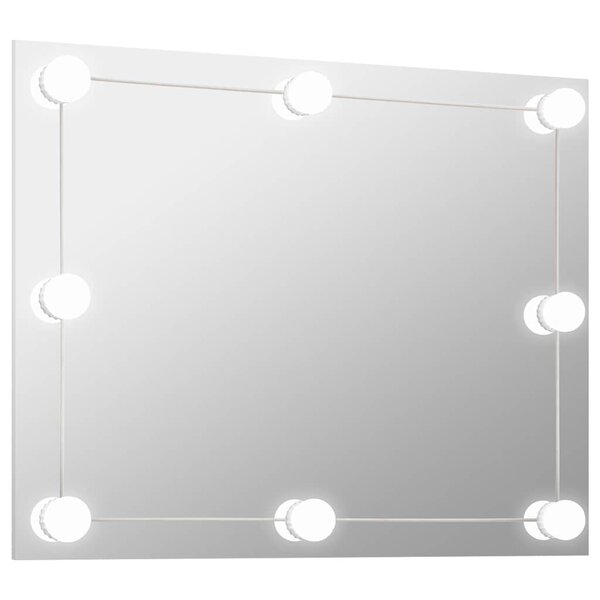 vidaXL Miroir mural sans cadre avec lampes LED Rectangulaire Verre