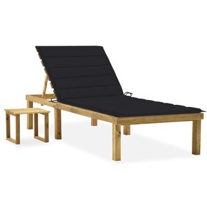 vidaXL Chaise longue de jardin avec table et coussin Pin imprégné