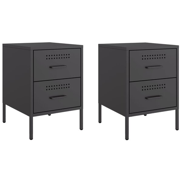 vidaXL Tables de chevet 2 Pièces noir 36x39x50 5 cm acier